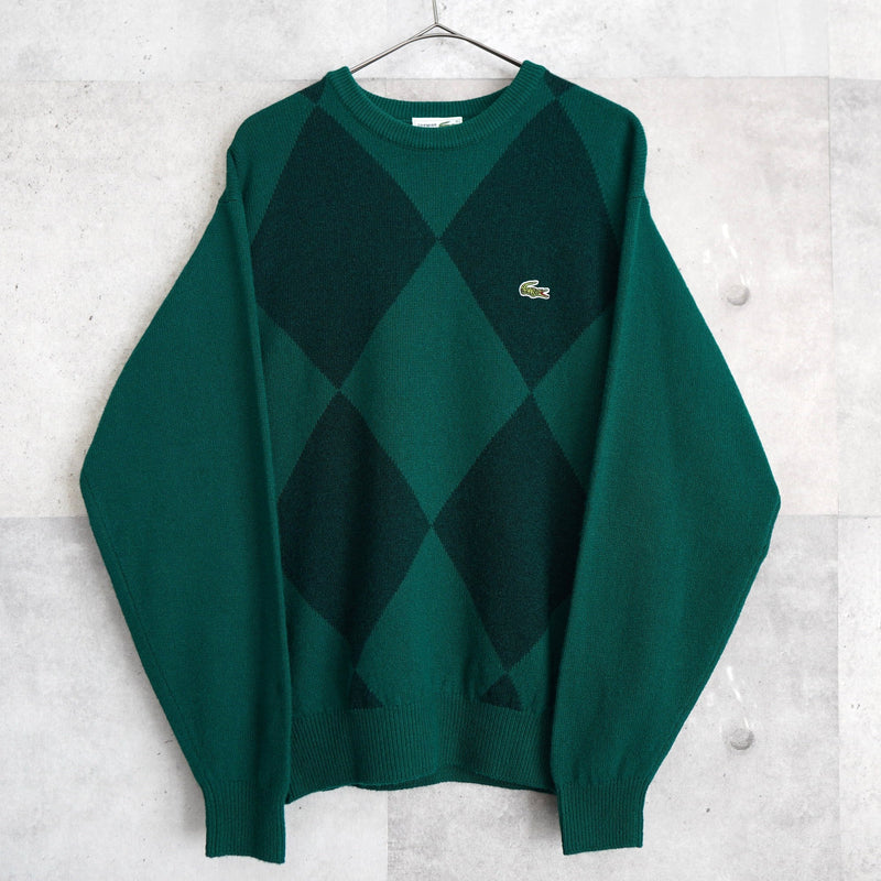 80's｜Logo Patch Argyle Pattern Sweater - NEWSED