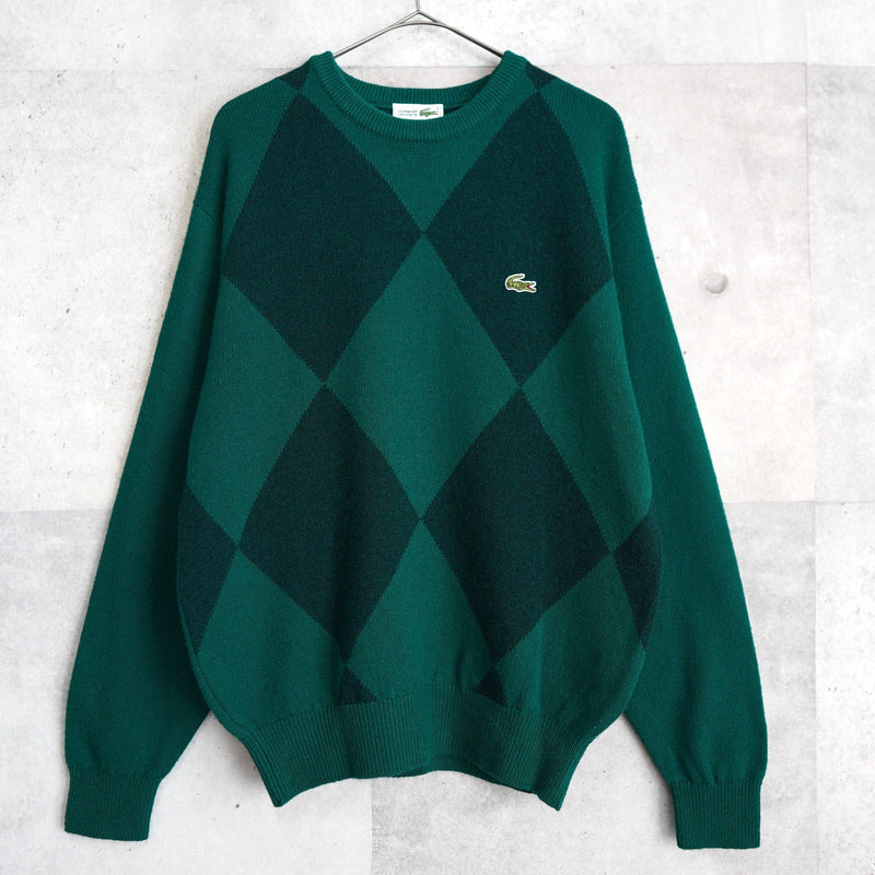 80's｜Logo Patch Argyle Pattern Sweater - NEWSED