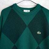 80's｜Logo Patch Argyle Pattern Sweater - NEWSED