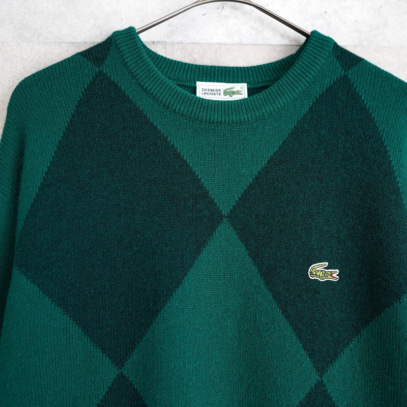80's｜Logo Patch Argyle Pattern Sweater - NEWSED