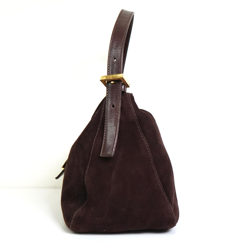 フェンディ マンマバケット スエード / レザー ワンショルダーバッグ ブラウン