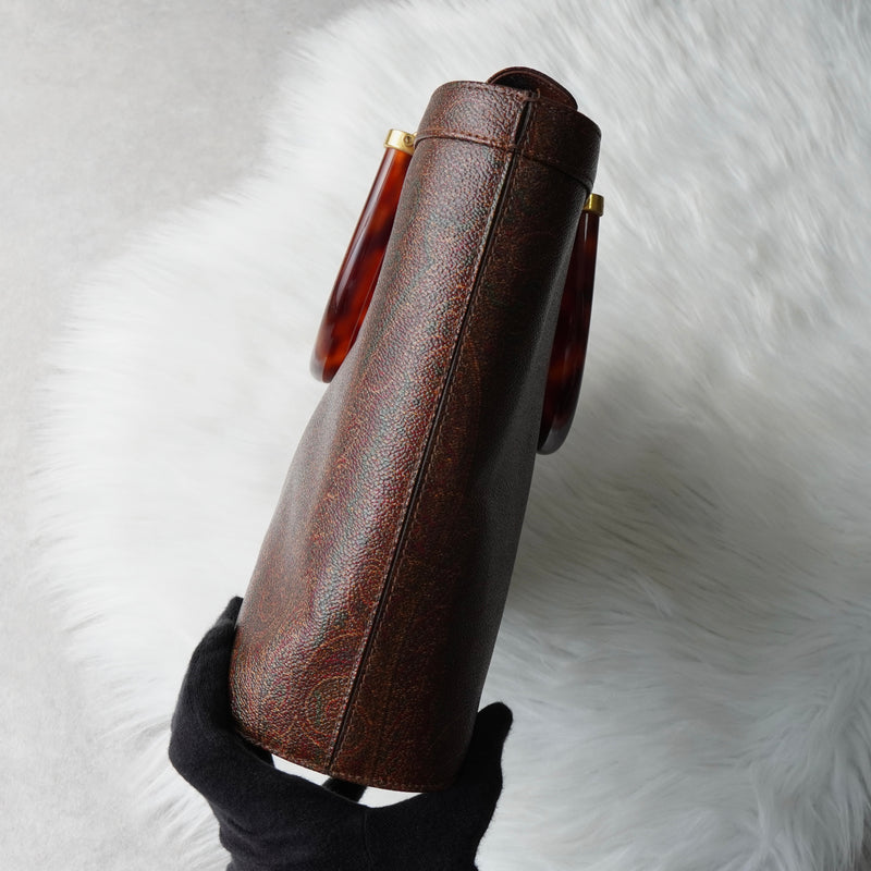 エトロ ペイズリー クリアハンドル PVC  ハンドバッグ  ボルドー