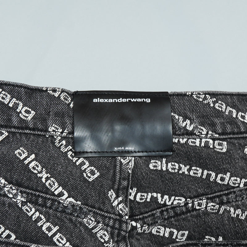 アレキサンダー ワン ロゴ 総柄 デニム ブラック レディース