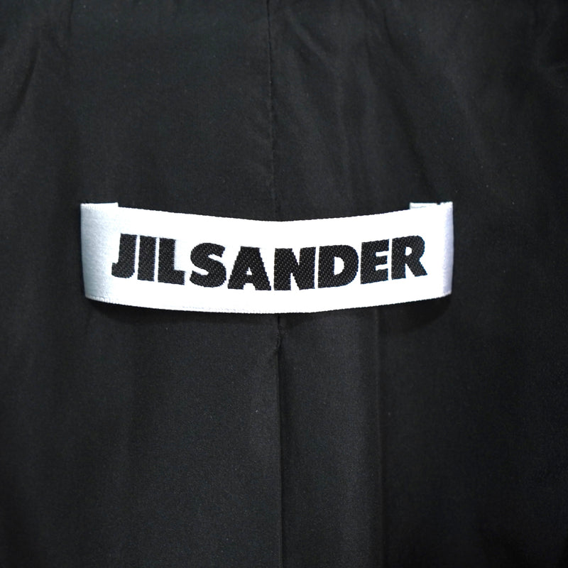 ジルサンダー レザー切り替え 変形 前立て ウールコート レディース ブラック / ホワイト