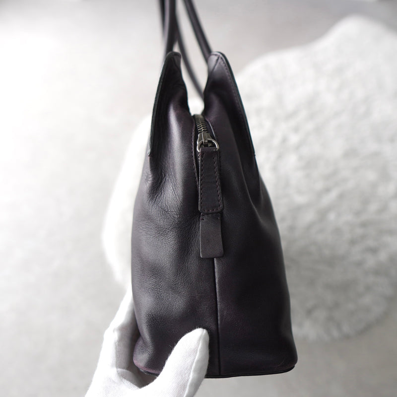 Dark Purple Leather Tote Bag