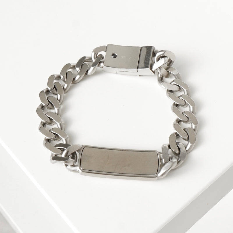 ディーゼル ロゴ プレート ステンレス チェーン ブレスレット シルバー メンズ 箱付き