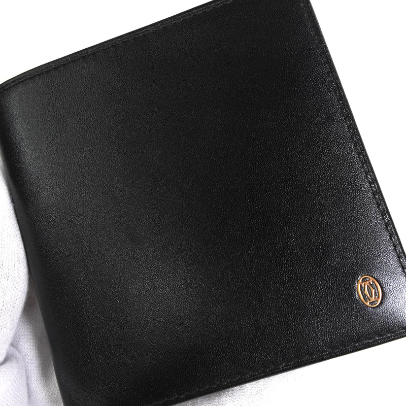 カルティエ パシャ レザー 二つ折り財布 ブラック
