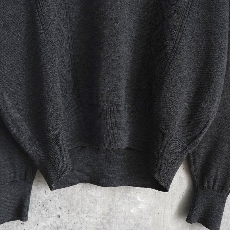 イヴ サンローラン ヴィンテージ Vネック YSLロゴ ニット グレー