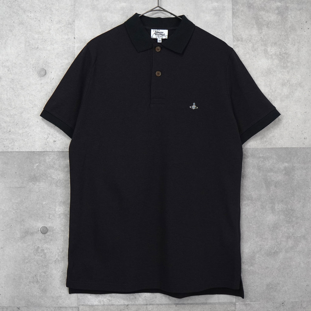 Vivienne Westwood Orb Embroidered Short Sleeve Polo Shirt in Black