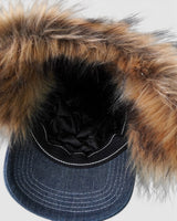 Earflap 5-Panel Dirty Indigo シュプリーム × トゥルーレリジョン ファー キャップ インディゴブルー
