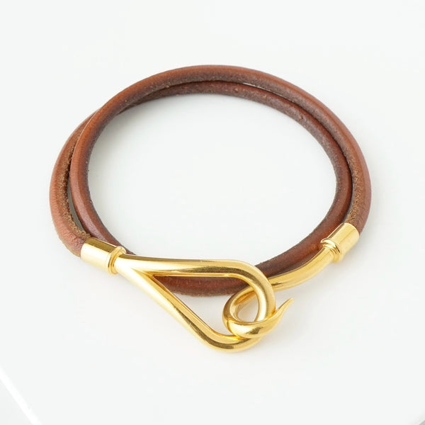 エルメス ジャンボ レザー ブレスレット GP ゴールド / ブラウン
