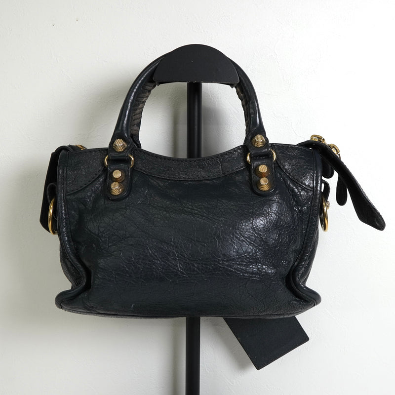 バレンシアガ ジャイアンドミニシティ レザー 2way ハンドバッグ ショルダーバッグ ブラック / グレー