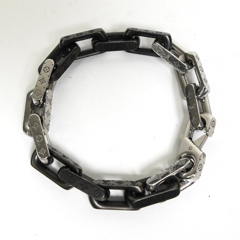 ルイ ヴィトン モノグラム チェーン ブレスレット シルバー / ブラック M00687