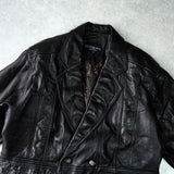 イヴ サンローラン ヴィンテージ 総裏地 YSLロゴボタン レザージャケット レザーブルゾン ブラック
