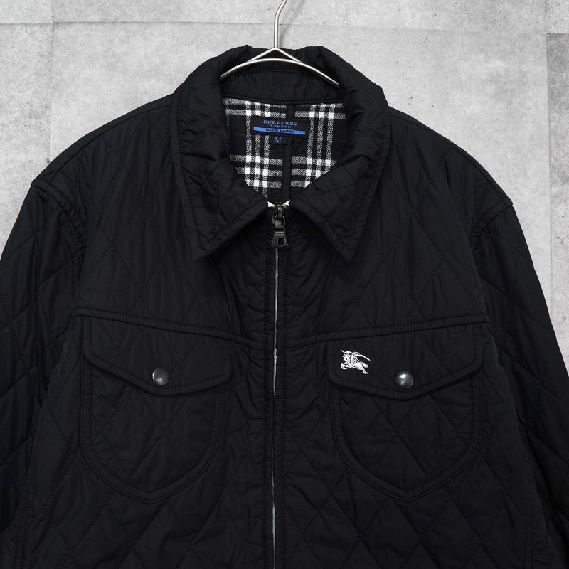 バーバリー ブルーレーベル ホースロゴ ノバチェック裏地 キルティングジャケット ブラック