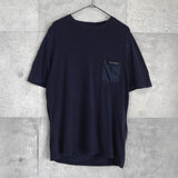 プラダ ロゴパッチ ナイロン切り替え 胸ポケット Tシャツ ブラック