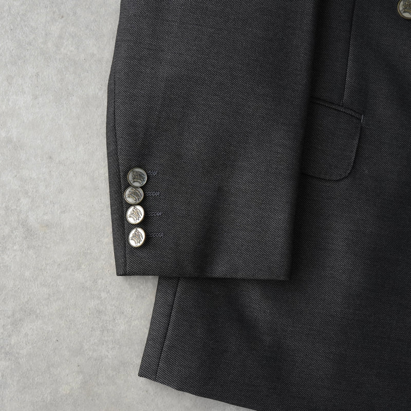 バーバリー ヴィンテージ ホースロゴ ボタン モヘア混紡 ダブル テーラドジャケット グレー