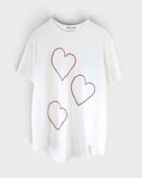 コム デ ギャルソン コムコム ビジュー ハート オーバーサイズ Tシャツ ホワイト S レディース