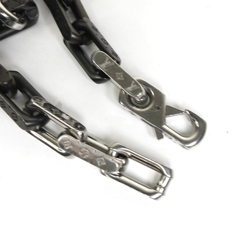 ルイ ヴィトン モノグラム チェーン ブレスレット シルバー / ブラック M00687