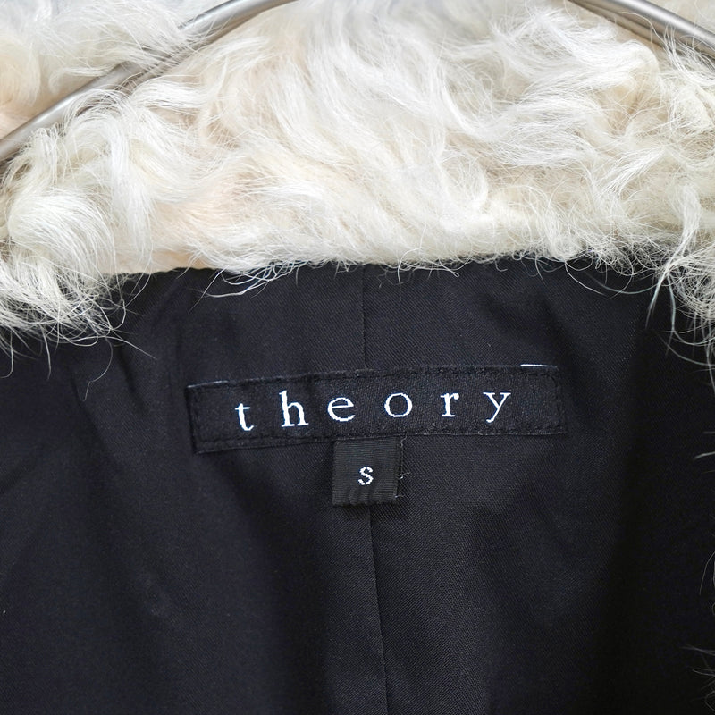 セオリー ウール カシミア ラム ファー コート レディース ブラック
