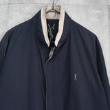 イヴ サンローラン ヴィンテージ YSLロゴ ブルゾン ジャケット ネイビー / ベージュ