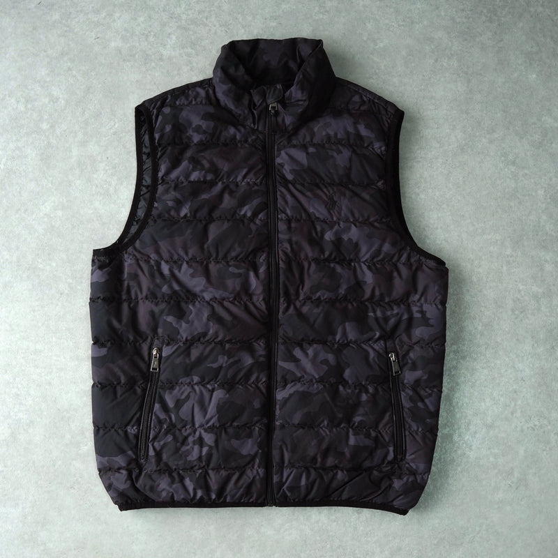 ポロ ラルフローレン カモ柄 ダウンベスト ブラック / グレー