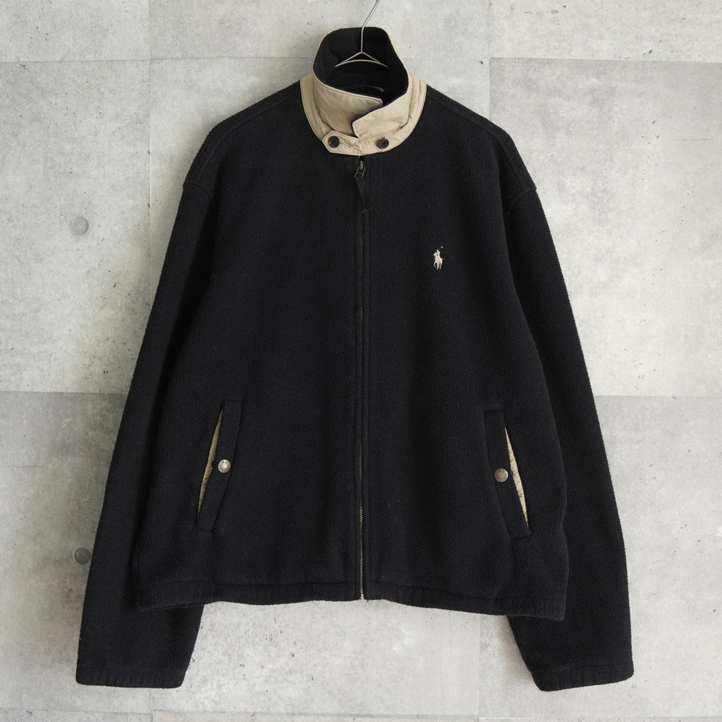 ポロ ラルフローレン スモールポニーロゴ フリース ジャケット ブルゾン ブラック メンズ