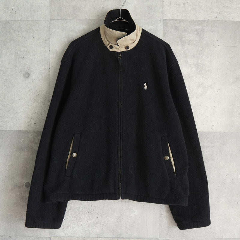 ポロ ラルフローレン スモールポニーロゴ フリース ジャケット ブルゾン ブラック メンズ
