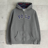 ポロ ラルフローレン フェルトロゴ フルジップ パーカー グレー