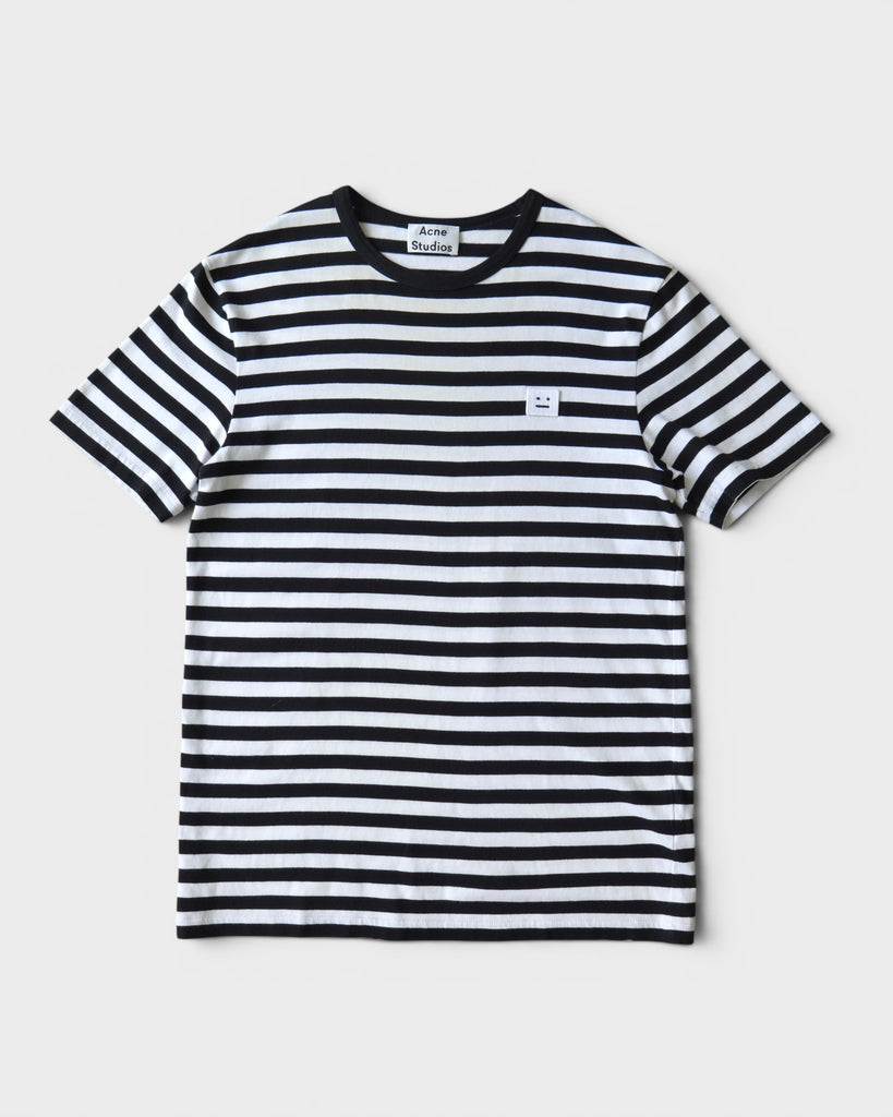 アクネ ストゥディオズ フェイスロゴ ボーダー Tシャツ ホワイト / ブラック