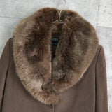 ローレン ラルフローレン カシミヤ混紡 ファー ウールコート ブラウン レディース