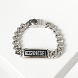 ディーゼル ロゴ プレート ステンレス チェーン ブレスレット シルバー メンズ 箱付き