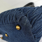 ミュウミュウ マテラッセ デニム / レザー 2way ハンドバッグ ショルダーバッグ ブルー / ブラック