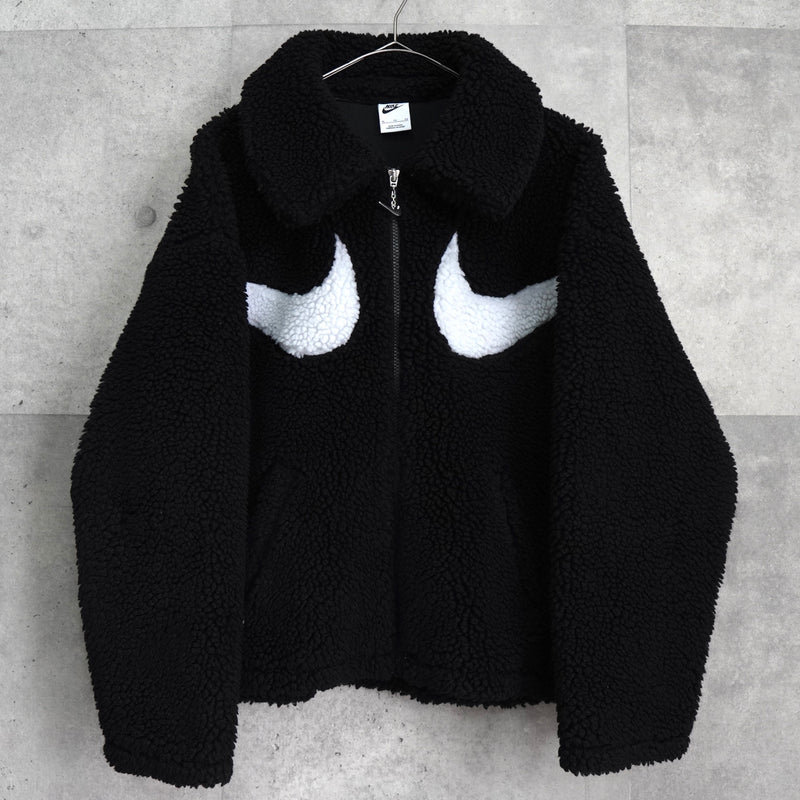 ナイキ ビッグ スウッシュロゴ ボアジャケット ブラック