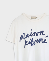 メゾン キツネ 筆記体ロゴ Tシャツ ホワイト M メンズ レディース