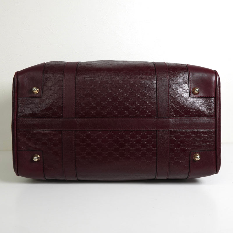 セリーヌ マカダム レザー 型押し ミニ ボストンバッグ ボルドー