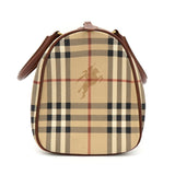 バーバリー ノバチェック PVC / レザー ミニボストンバッグ ハンドバッグ ベージュ レディース