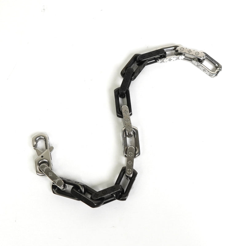 ルイ ヴィトン モノグラム チェーン ブレスレット シルバー / ブラック M00687