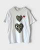 プレイ コム デ ギャルソン カモ柄 ハートロゴ Tシャツ ホワイト M レディース