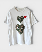 プレイ コム デ ギャルソン カモ柄 ハートロゴ Tシャツ ホワイト M レディース