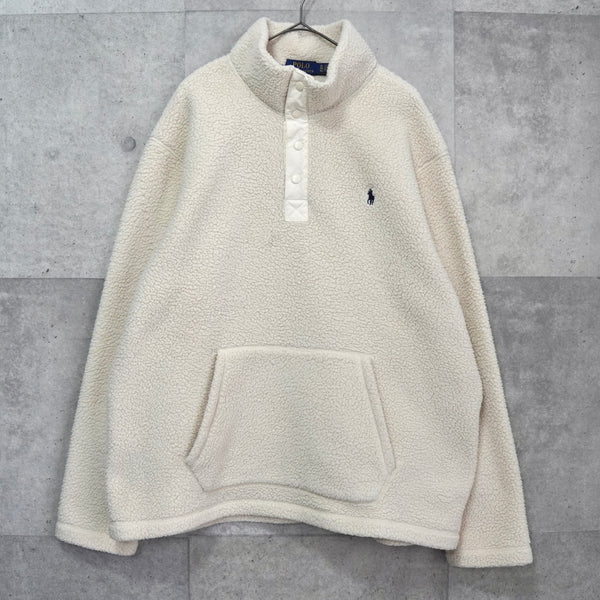 ポロ ラルフローレン ポニーロゴ ハーフジップ フリース プルオーバー アイボリー