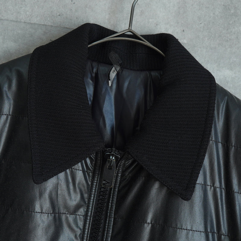 ディオール オム エディ期 異素材切り替え 中綿 キルティング ウール ブルゾン ニットジャケット ブラック