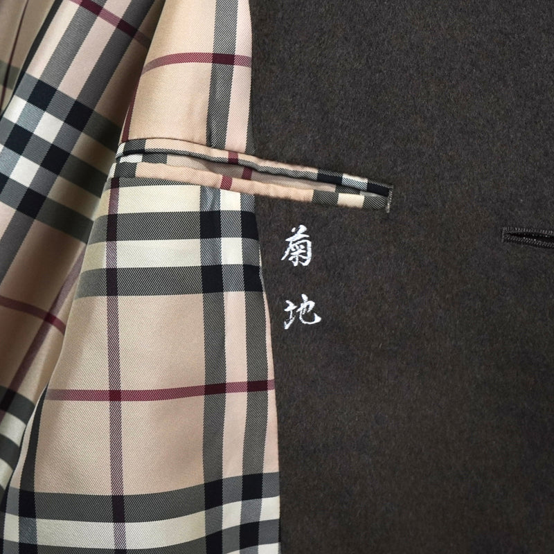 バーバリー カシミヤ アンゴラ ウール ノバチェック裏地 ステンカラーコート ブラウン