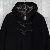 バーバリー ホースロゴ ノバチェック裏地 ダッフルコート  ブラック メンズ