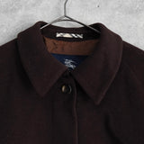 バーバリー ステンカラー カシミア アンゴラ コート ウールコート ブラウン レディース