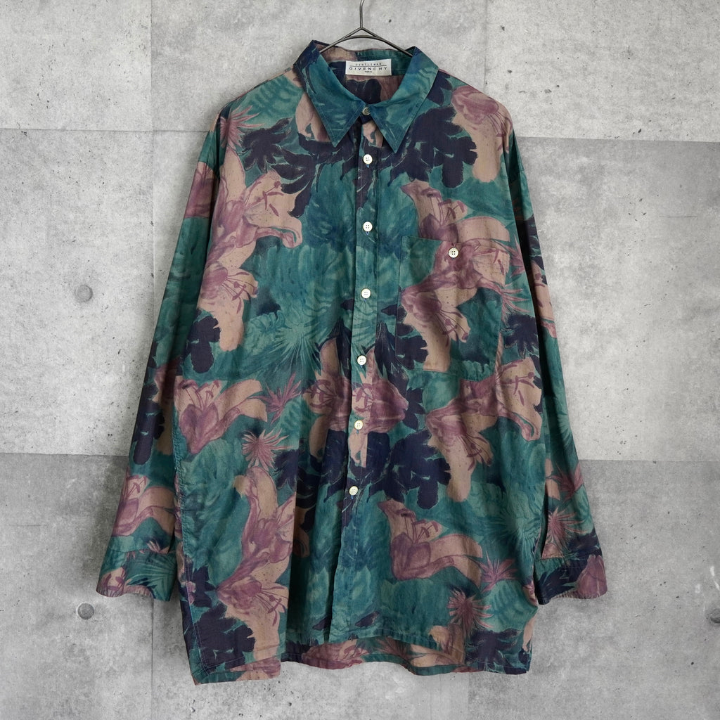 ジバンシィ ヴィンテージ 総柄 シルクシャツ 長袖シャツ メンズ