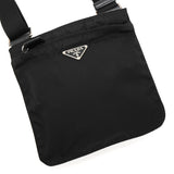 プラダ トライアングルロゴ テスート / レザー ショルダーバッグ ブラック
