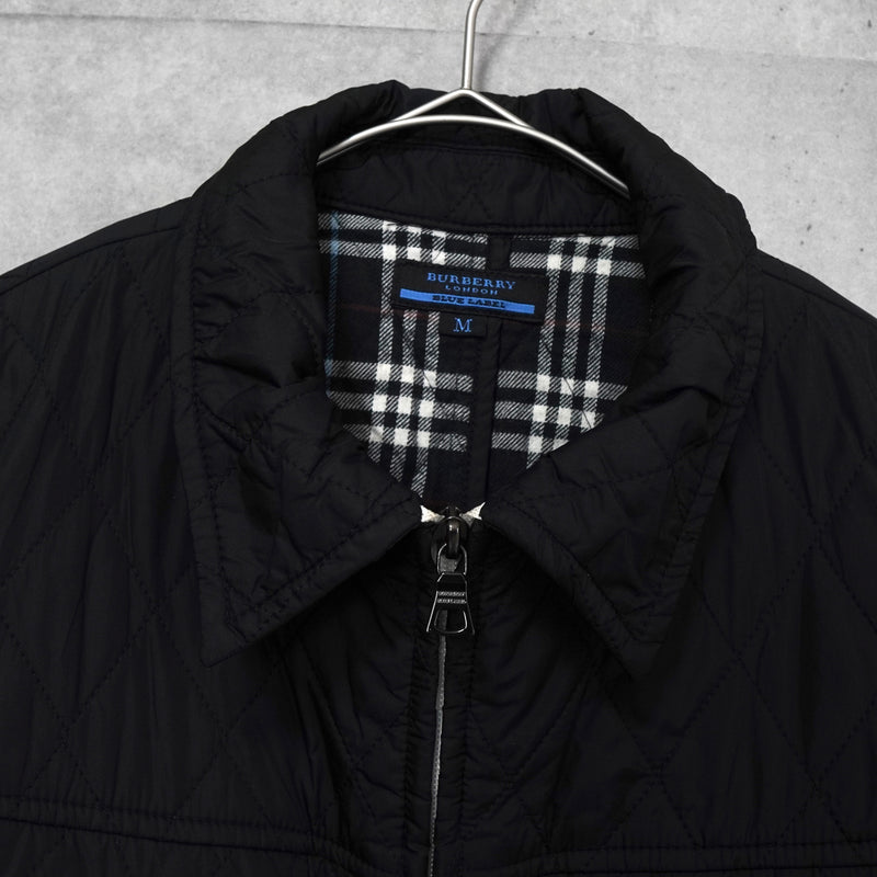 バーバリー ブルーレーベル ホースロゴ ノバチェック裏地 キルティングジャケット ブラック