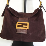 フェンディ マンマバケット スエード / レザー ワンショルダーバッグ ブラウン