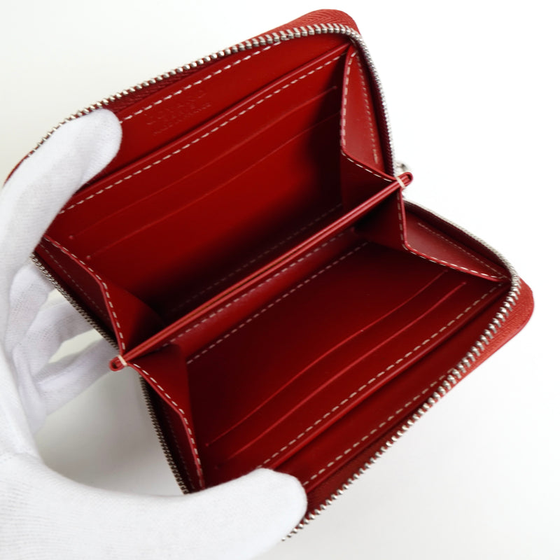 ゴヤール マティニョンPM ヘリンボーン PVC / レザー ファスナー 財布 コンパクトウォレット レッド